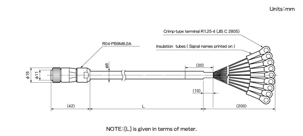Extension Sensor Cable 4P-S-0190/4P-RBT-0190/4P-URT-0190