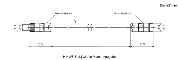 Sensorenverlängerungskabel 3P-S-0102/3P-RBT-0102/4P-S-0102/4P-RBT-0102/3S-RBT-0102