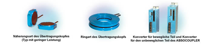 Näherungsart des Übertragungskopfes (Typ mit geringer Leistung), Ringart des Übertragungskopfs, Konverter für bewegliche Teil und Konverter für den unbeweglichen Teil des ABSOCOUPLER