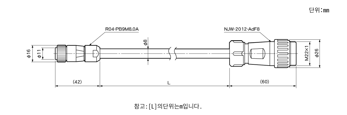 연장 센서 케이블 4P-S-0144/4P-RBT-0144/4P-URT-0144