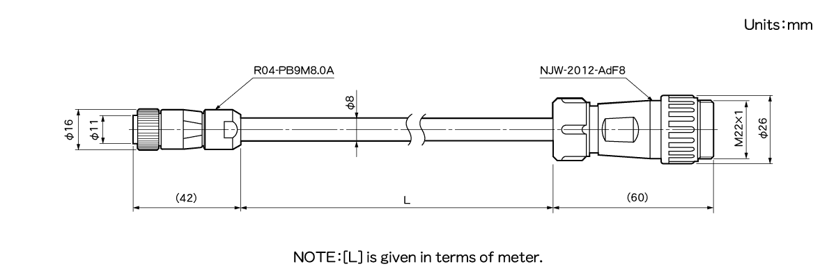 Extension Sensor Cable 4P-S-0144/4P-RBT-0144/4P-URT-0144