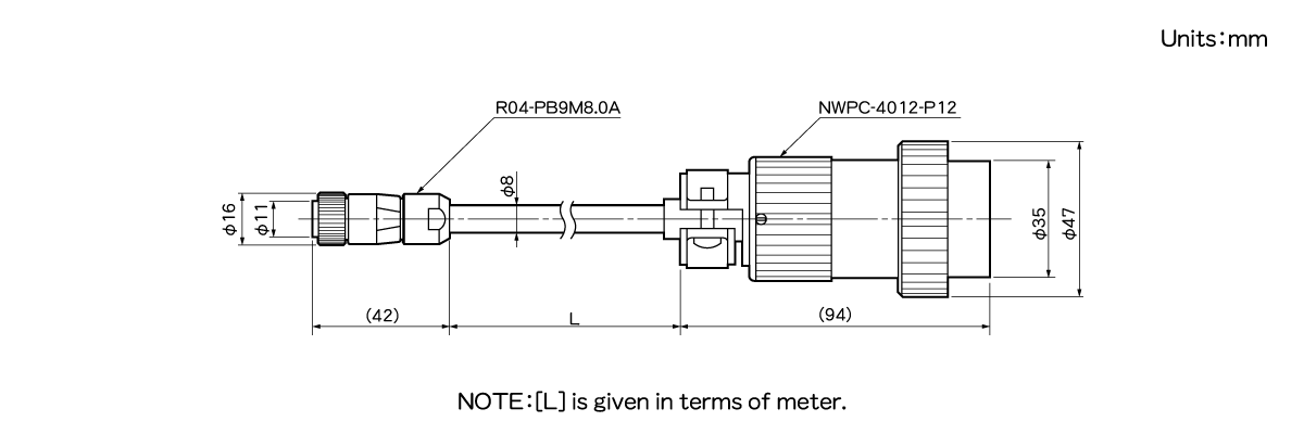 Extension Sensor Cable 4P-S-0155/4P-RBT-0155/4P-URT-0155