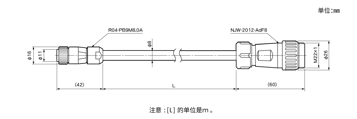 延長センサケーブル 4P-S-0144/4P-RBT-0144/4P-URT-0144