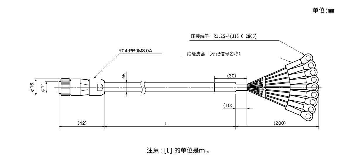 延长传感器电缆 4P-S-0190/4P-RBT-0190/4P-URT-0190